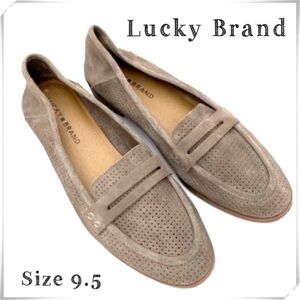 LUCKY Brand Caylon Meshed Suede Loafer Shoes in Beige